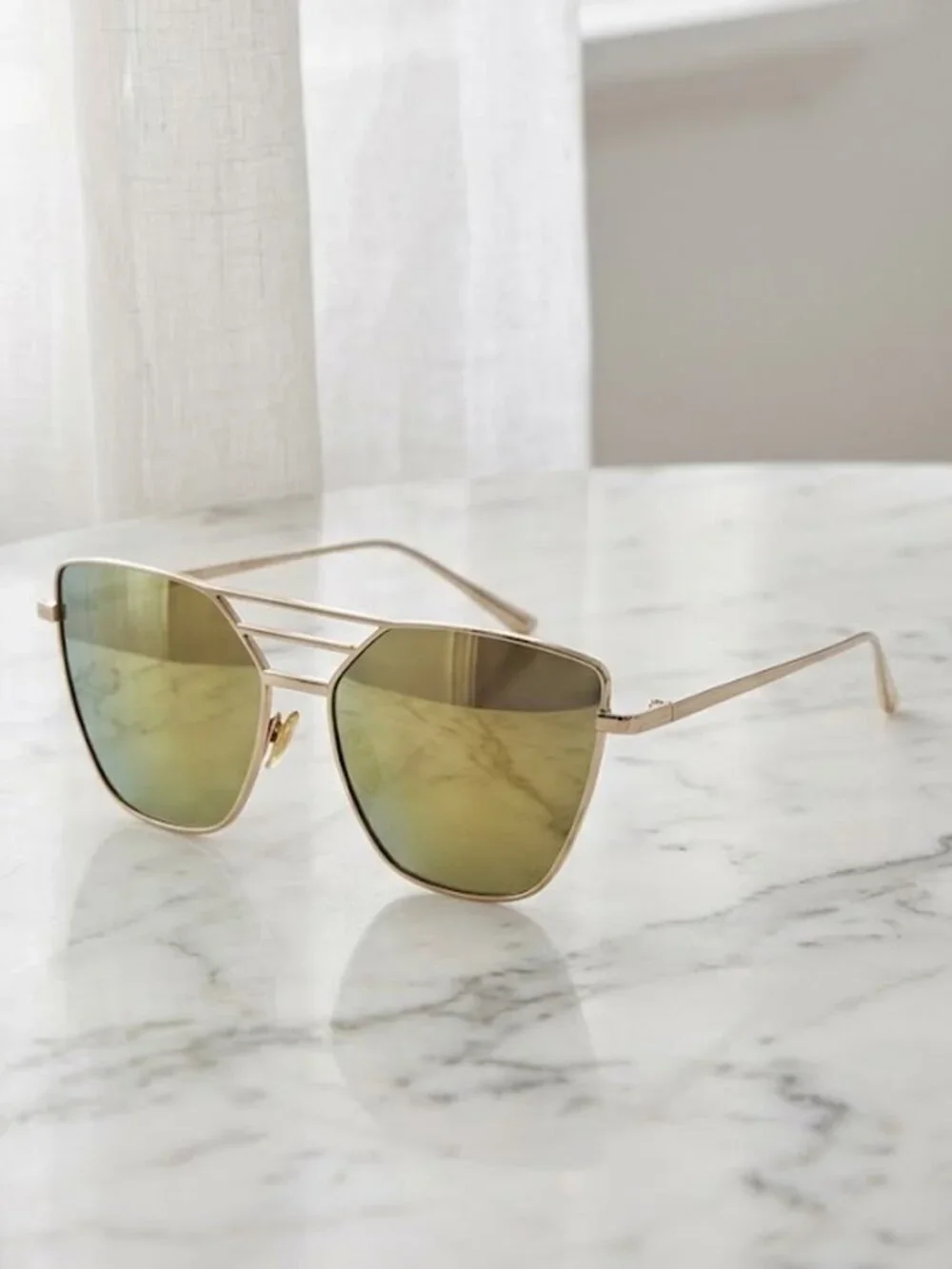 Ladies Gold Hip Sunglasses
